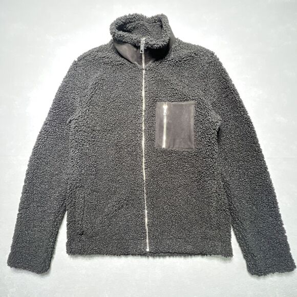 H & M Womens Size M Black Full-Zip Sherpa Shearling Style Jacket Warm L.O.G.G. - Picture 1 of 13